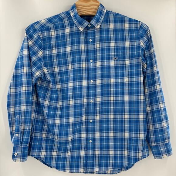 Vineyard Vines Performance XL Blue Plaid Long Sleeve Button Up L/S Flannel Shirt - Picture 5 of 6
